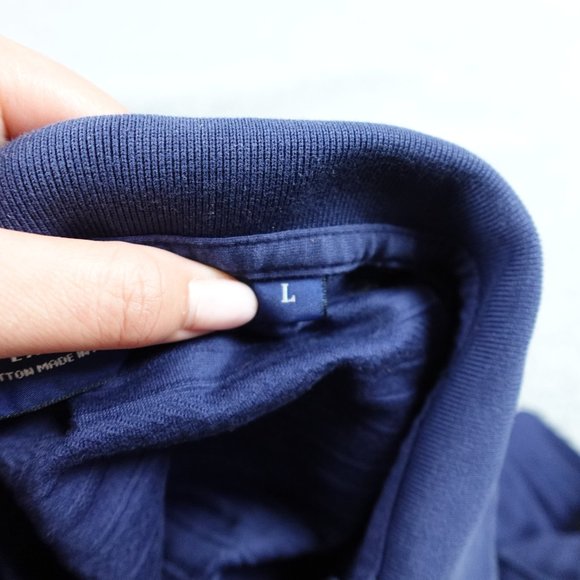 VTG Polo Golf Ralph Lauren 100% Pima Cotton Shirt Mens Large Navy Short Sleeve - Picture 10 of 13